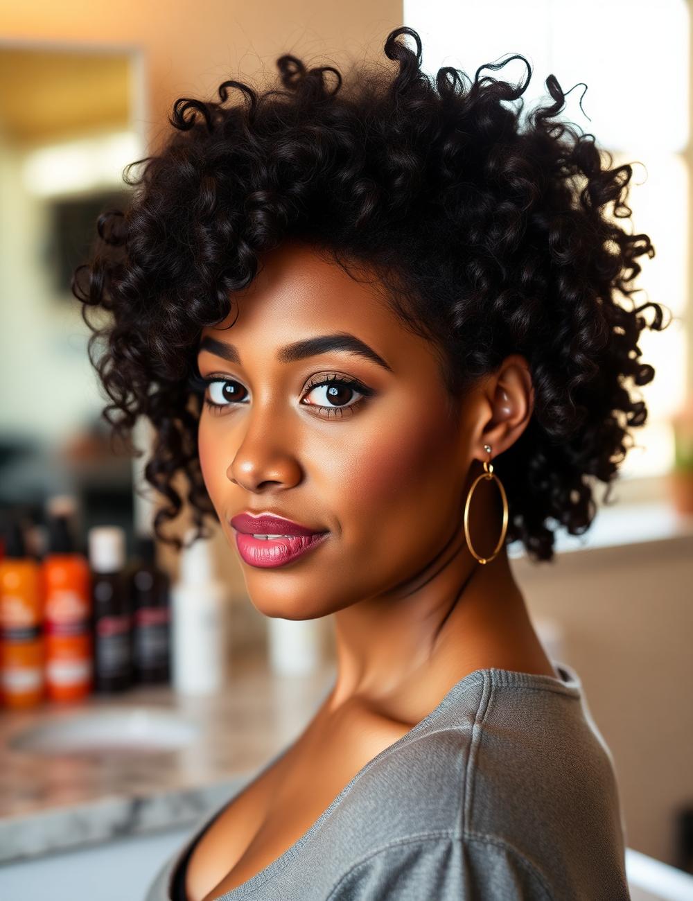 Defined natural curls, fresh shape