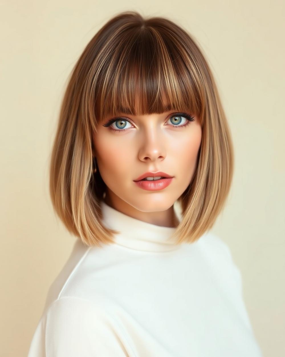 French bob with curtain bangs