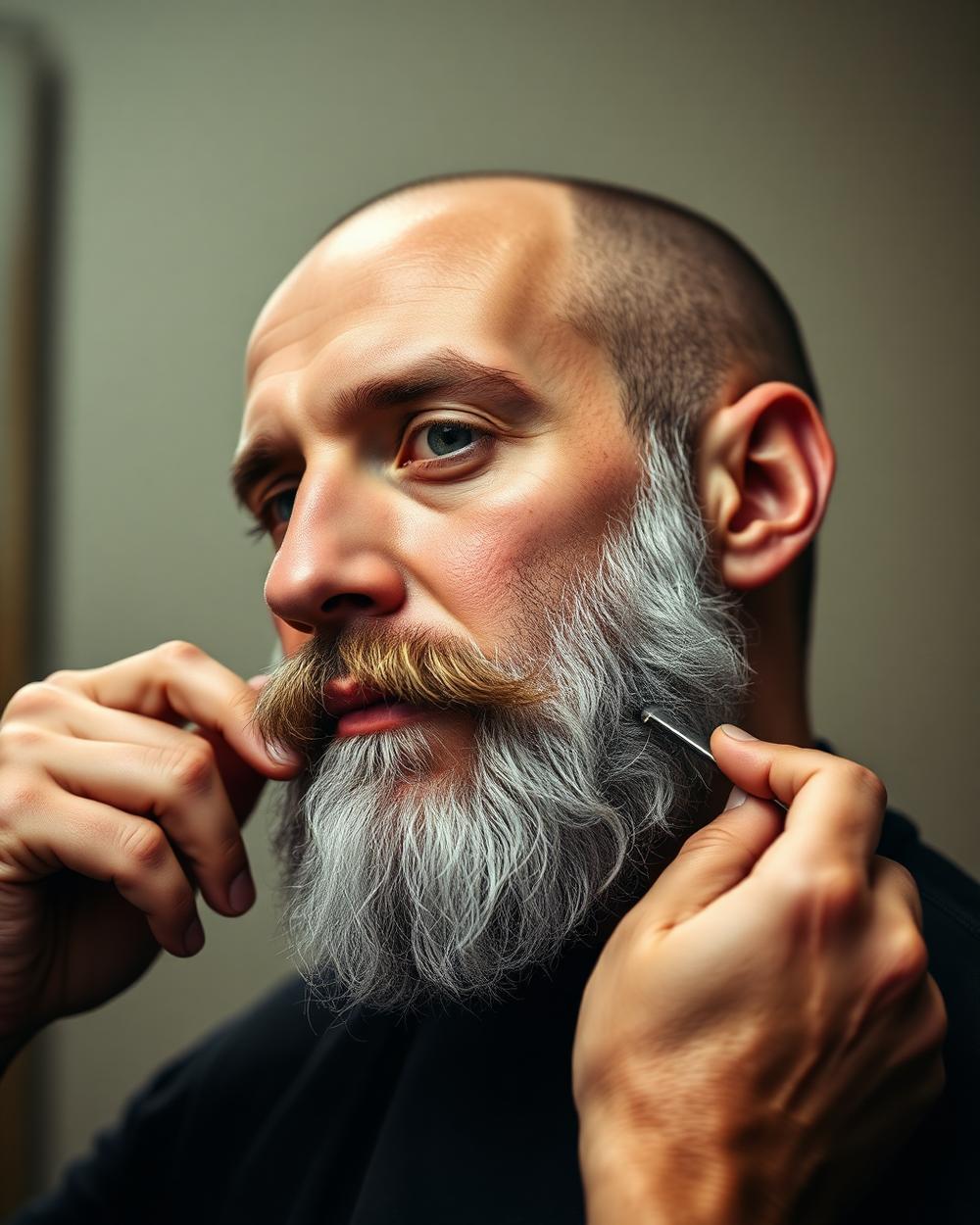 Beard grooming with straight razor
